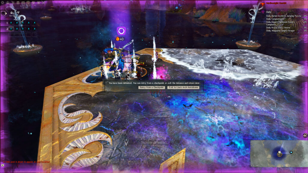 Players being impaled by water spears, a hard enrage mechanic on the Twin Largos