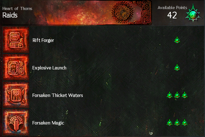 The Heart of Thorns raid mastery panel