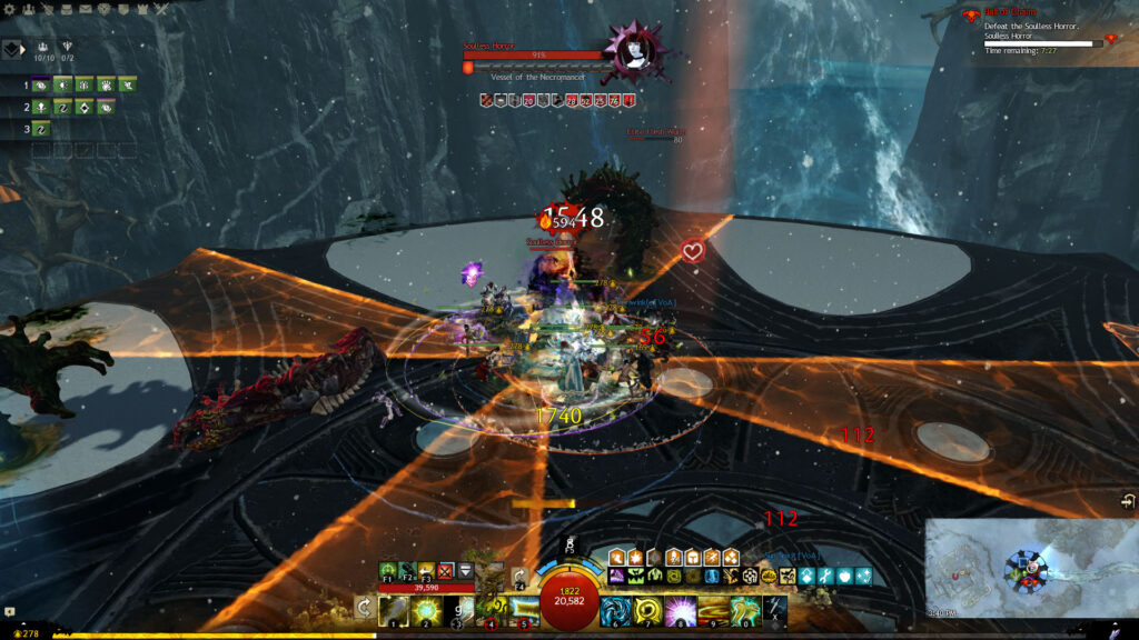 The four orange conal AoEs of Quad Slash